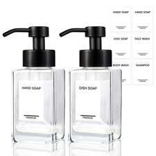 PLOUTA HOME Foaming Soap Dispenser 2 Pack, 2.6 x x 6.7 inches, Clear