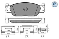 Bremsbelagsatz, Scheibenbremse MEYLE-PD: Advanced Performance A 025 234 2318/PD