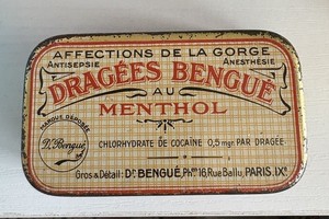 Antique RARE French Dragées Bengueė Menthol *COCAINE* Tablets Medicine Tin Box
