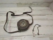 Antique Detex Railroad Watchclock Corporation Leather Case USA Vtg