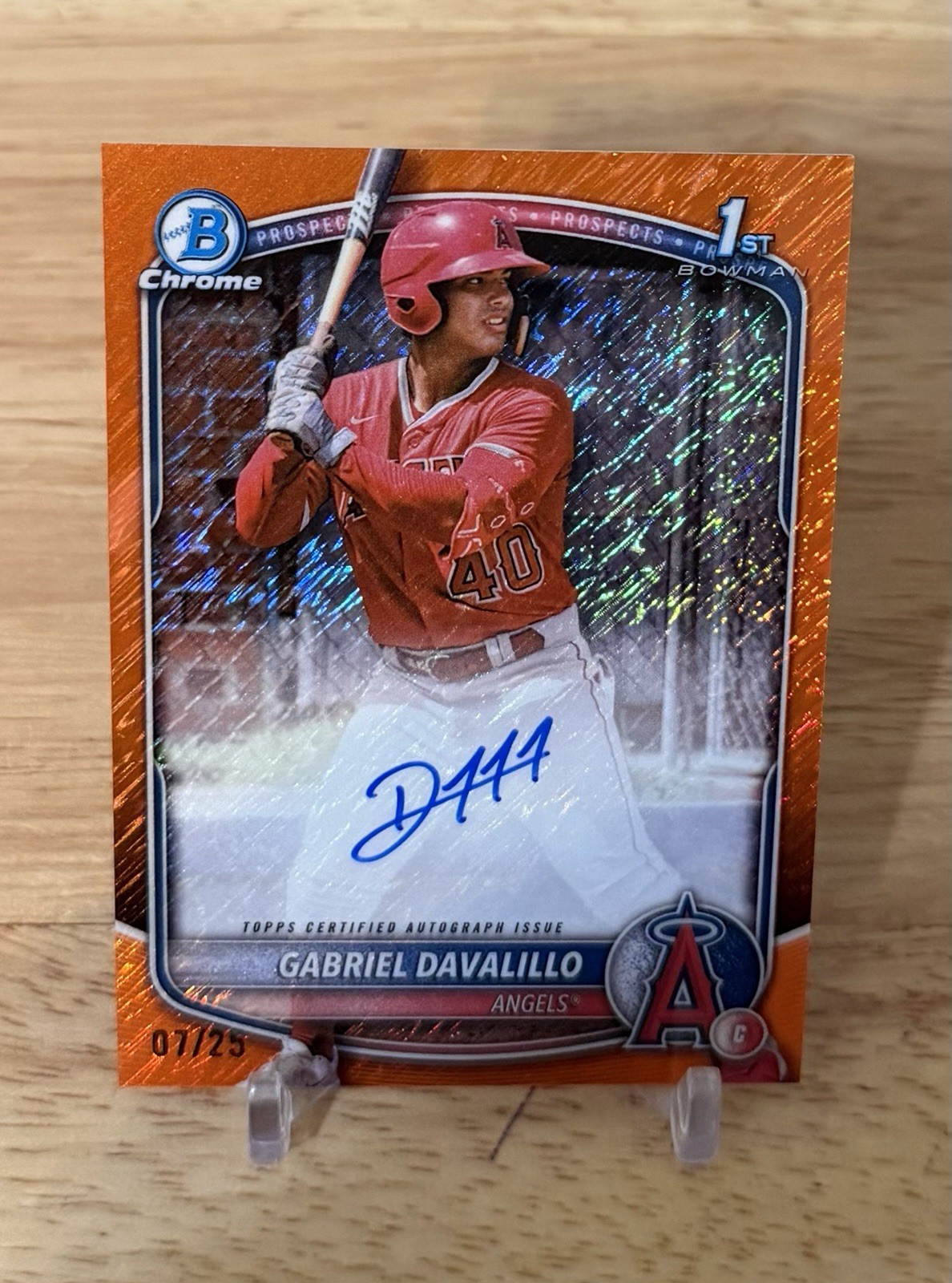 2025 1st Bowman Chrome Orange Shimmer Gabriel Davalillo Auto 07/25 RC SSP Angels