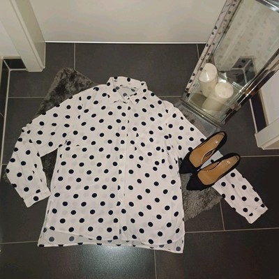 Neu esprit blusenshirt M 40 42 Hemdbluse Punkte 100%Viskose TopZustand
