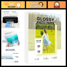 100 Sheets 8x10 Glossy Photo Paper, 54LB Inkjet Printer Paper for Vibrant Prints