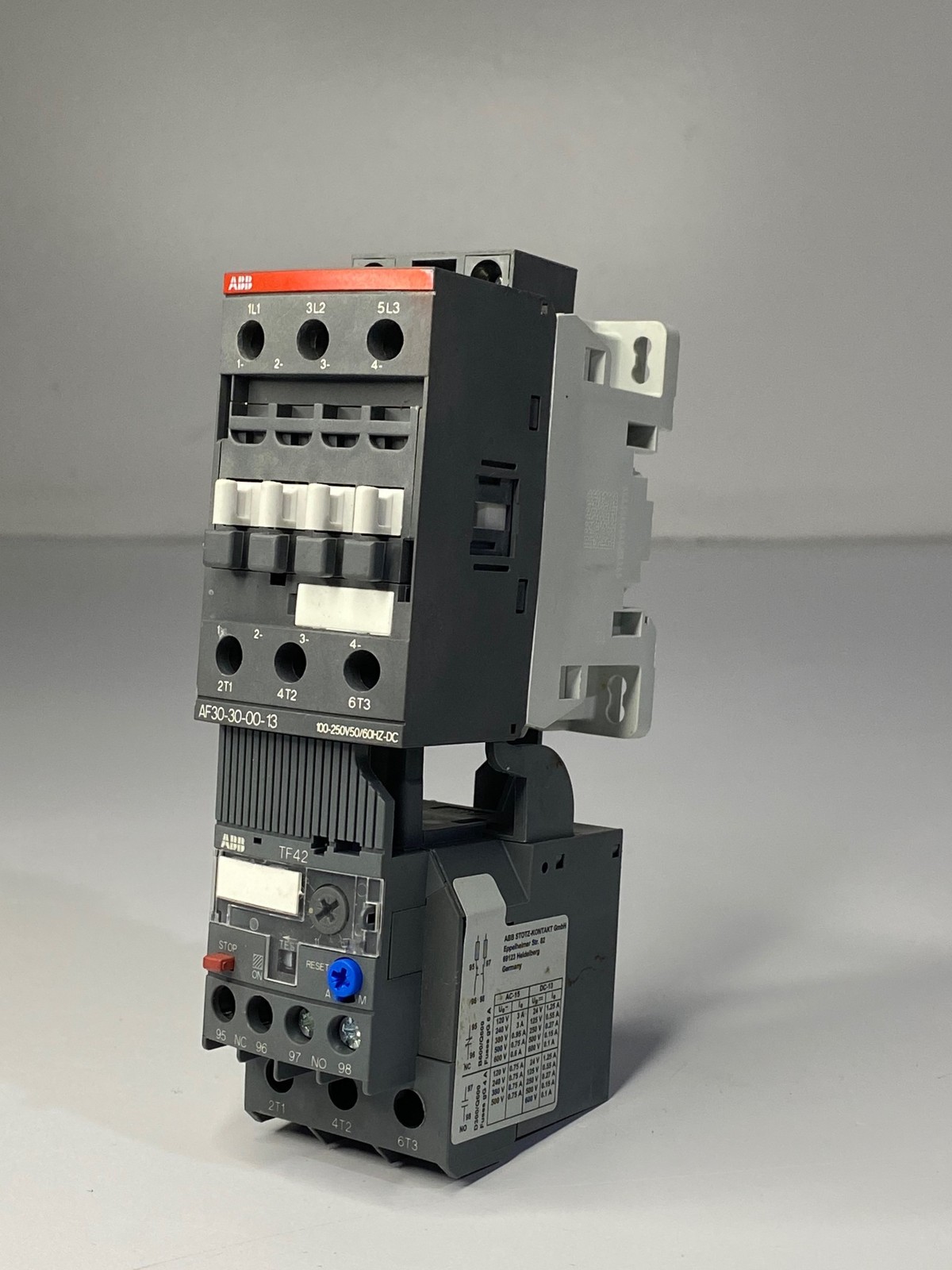 1x ABB 3-Pole Contactor AF30-30-00-13 & Thermal Overload Relay TF42-13 (NEW)
