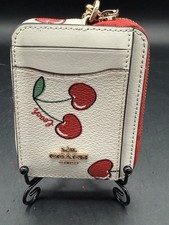 Coach Zip Card Case With Cherry Heart Print