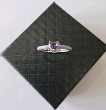 Lovley PANDORA Purple Chakra Heart Ring Sterling Silver