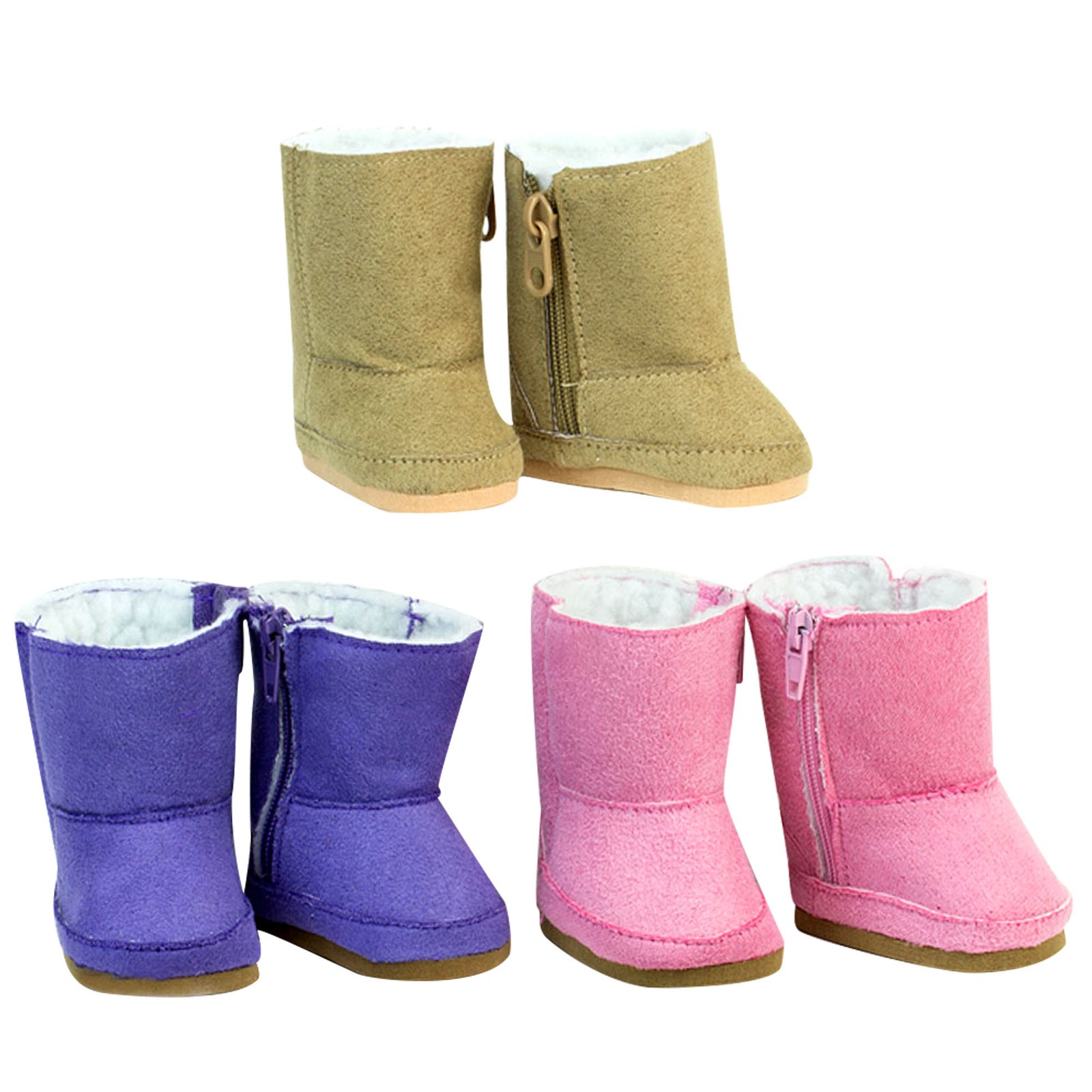 Sophia's - 18" Doll - Set of 3 Suede Winter Boots - Pink Pur