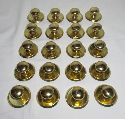 Lot of 20 Round 2-Piece Brass Knobs Pulls Cabinet Handles Hardware Closet Vanity