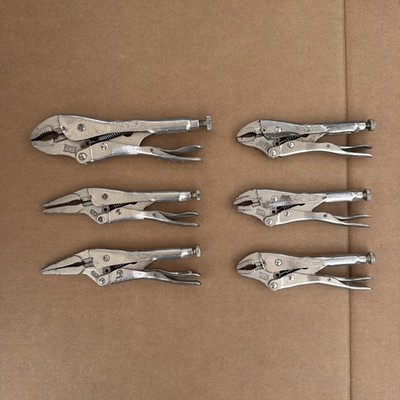 Lot of 6 Irwin Petersen Dewitt Vise Grip Pliers 7WR, (2) 6 LN, (3) 5Wr -