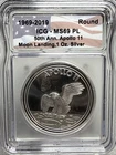 2019 50th Anniv.Apollo Moon Landing Commemorative Icg Ms69 .999 SilverCoin 1 oz.