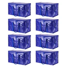 8 Pcs Extra Large Moving Bags with Handles and Zipper Blue