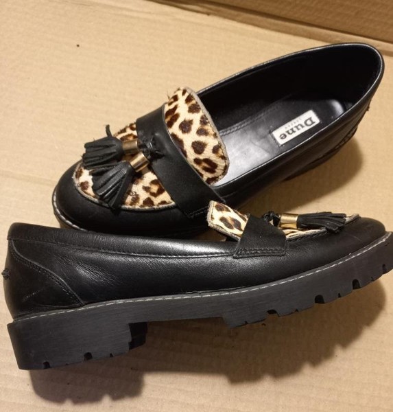 Women Dune London Loafers Black Leather 36 #3ODP