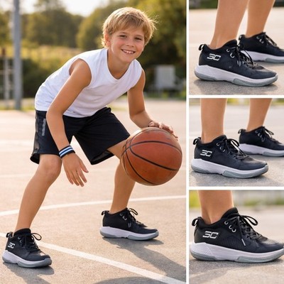 Under Armour Curry HOVR Splash Kids Basketball Shoes Black Grey 3023918-001 5.5Y