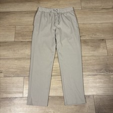 Zara Pull On Pants Mens M Beige Trouser Tapered Lightweight Drawstring