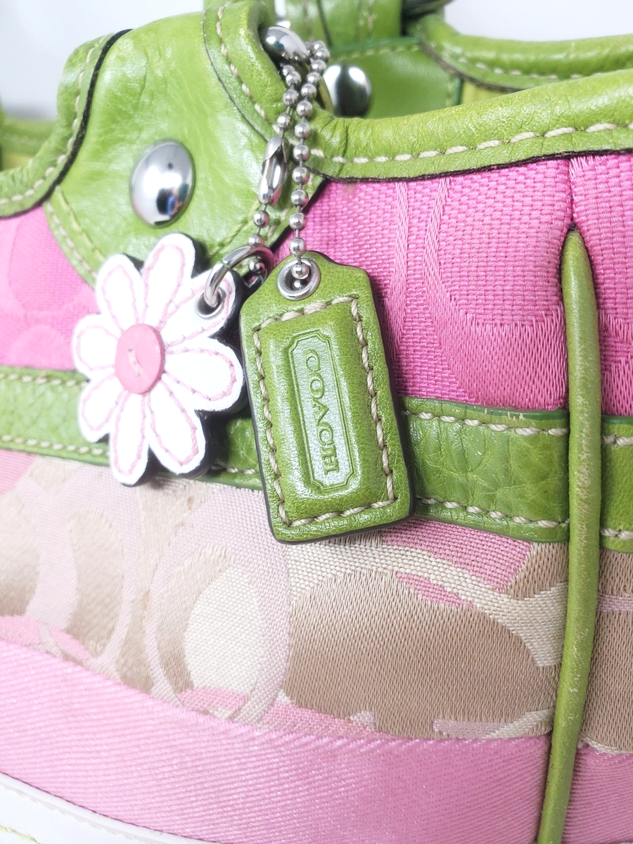 Flower Coach Pink And Green Purse COACH Camo ?? ROSE TAYLOR Zip