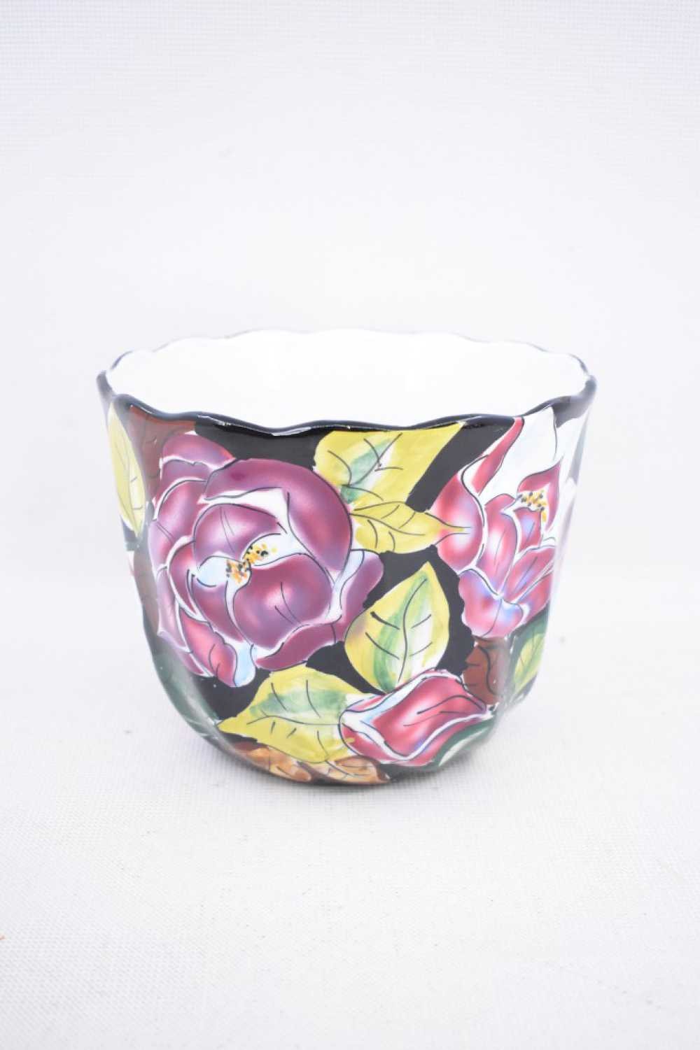 Vaso Porta Piante In Ceramica Dipinto A Mano Zanetti Treviso 19x16 Cm
