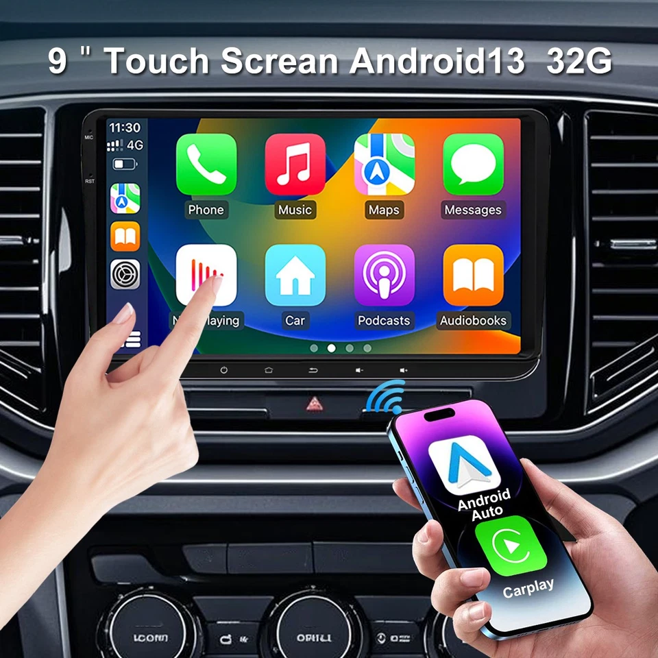 DAB+ CarPlay 9" Double 2 DIN Android 13 2G+32G Car Stereo GPS NAV Head Unit