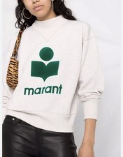 Isabel Marant Etoile Sweatshirt Moby Big Logo Velour Green Print Size 36