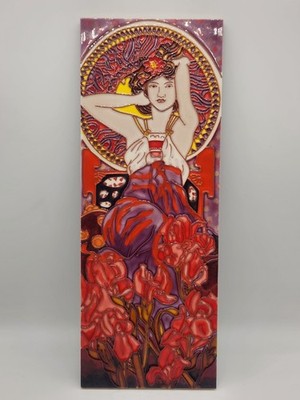 Alphonse Mucha Amethyst Decorative Art Ceramic Tile Wall Hanging Art Nouveau