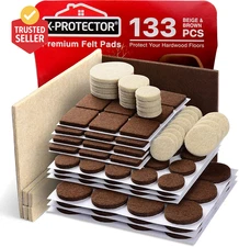 Premium Felt Furniture Pads - 133 PCS for Hardwood & Laminate Floor Protection