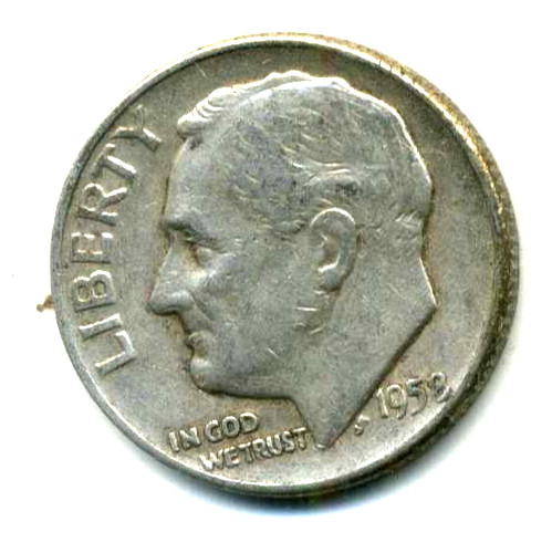 1953 D Roosevelt Dime US 10 Cent U.S America SILVER UNITED STATES 10c Coin #7386