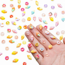 100 Pieces Mini Food for Crafts Dollhouse Mini Resin Dessert Ice Cream Donut Dec