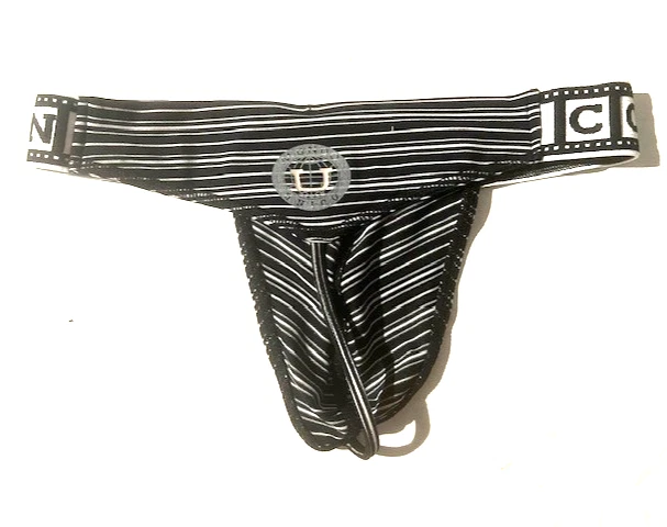 New MUNDO UNICO Mens Black & White String Thong Bikini Brief Underwear sz S - Image 2 of 4