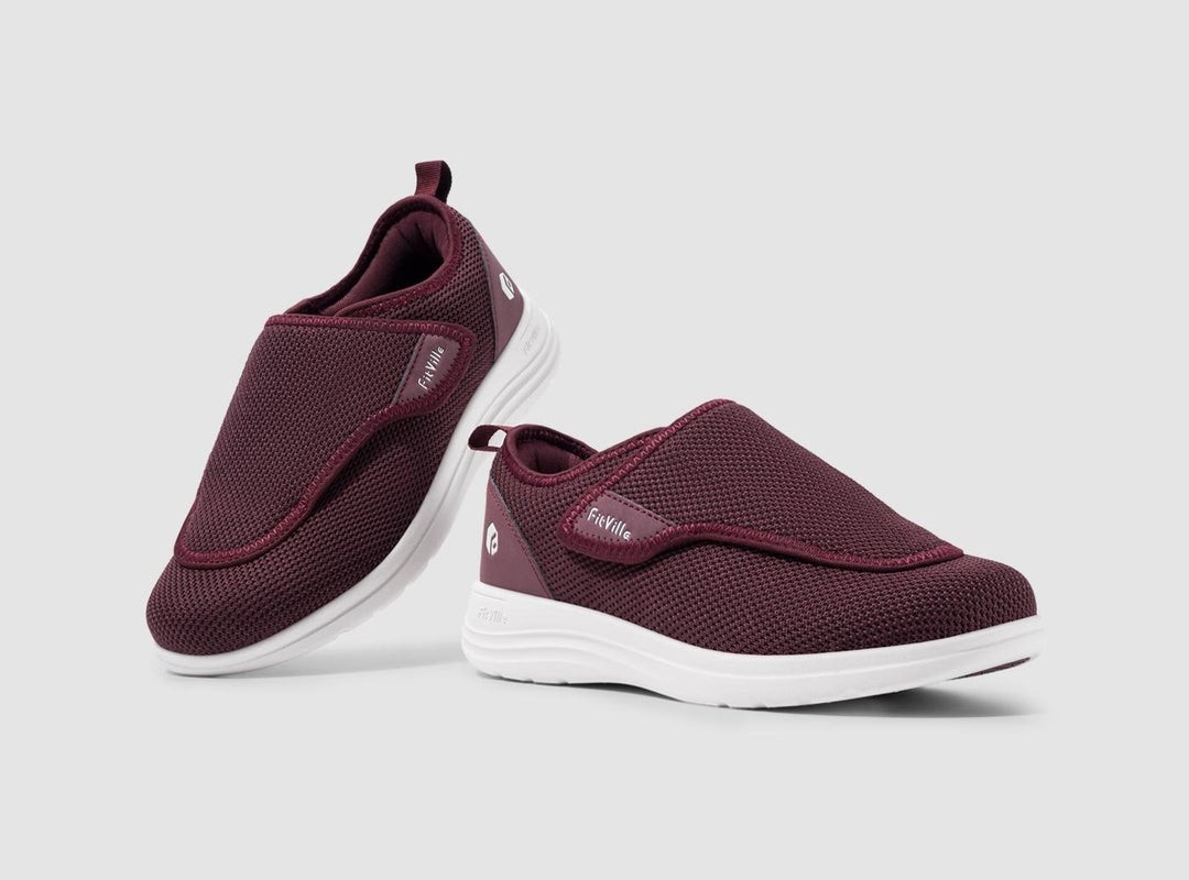 FitVille Zapatos para Diabéticos Mujeres Ancho Ancho Zapatos para Caminar Informales Sin Cordones Ortopédicos