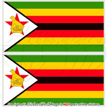 ZIMBABWE Drapeau Afrique Rhodésie 75mm Vinyle Stickers Autocollants x2