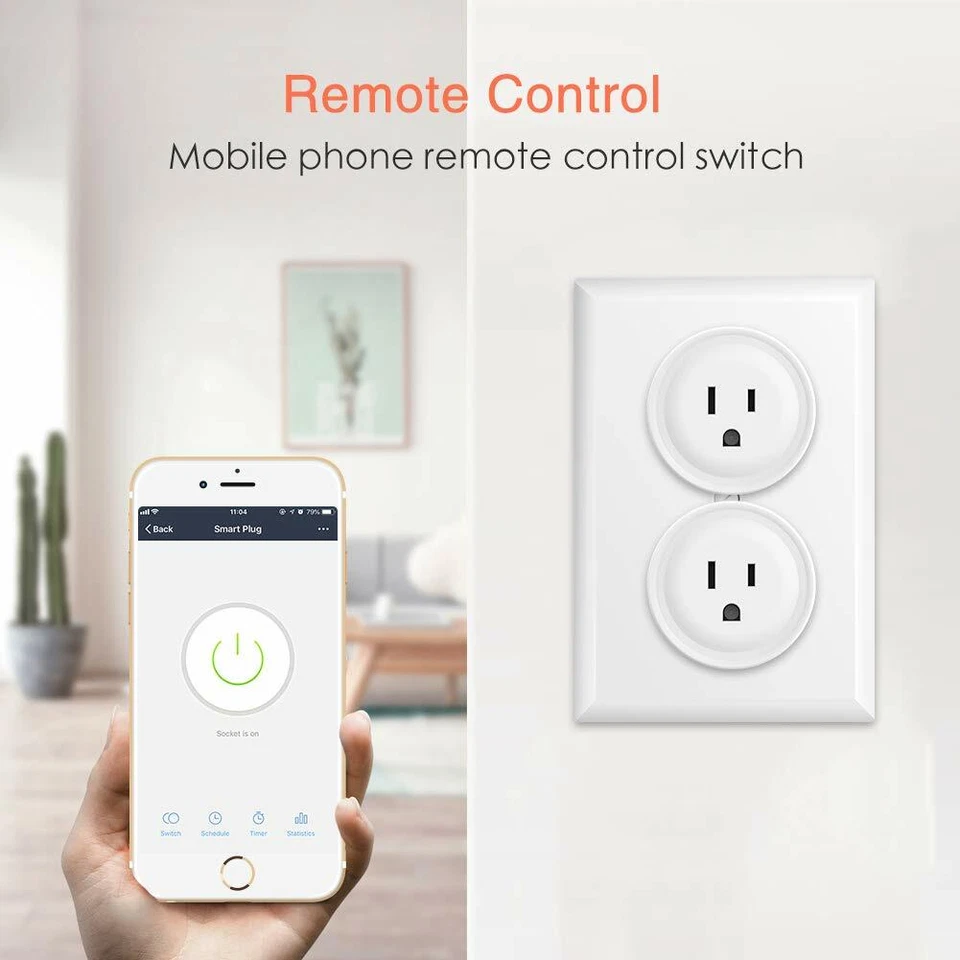 Paquete de 4 enchufes inteligentes AvatarControls, mini toma de corriente Wi-Fi, Alexa, Google Home Foto 2 de 4