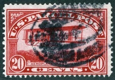 US Sc Q8 Carmine Rose 20¢ Parcel Post 1913 Black Oval Parcel Cancel