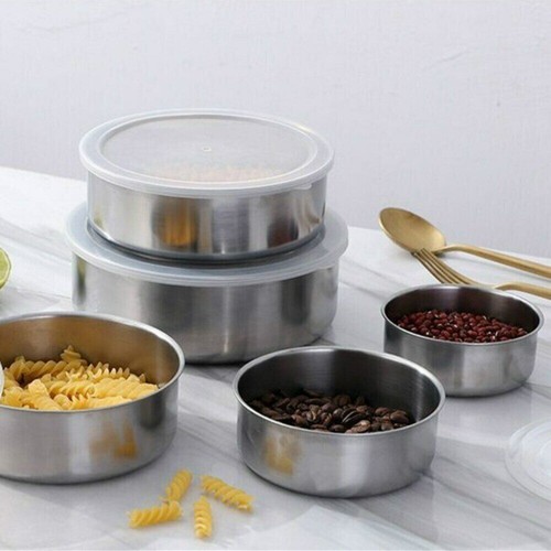 5 Pc Set Stainless Steel Nesting Mixing Storage Bowls with Airtight Lids - Picture 12 of 12