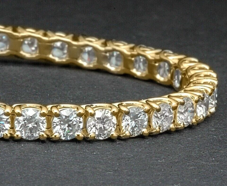 7Ct Round Cut Lab Created Diamond Women's Tennis Bracelet 14K Yellow Gold Plated - Image 2 of 3