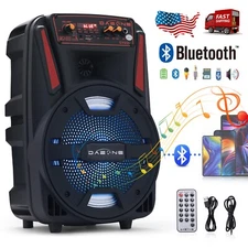 8 inch Portable FM Bluetooth Speaker Subwoofer Heavy Bass Sound System Party