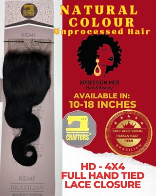 Craftors 4X4 Remy Qualität Körper Welle brasilianisches Haar Spitze Verschluss 10-18 Zoll
