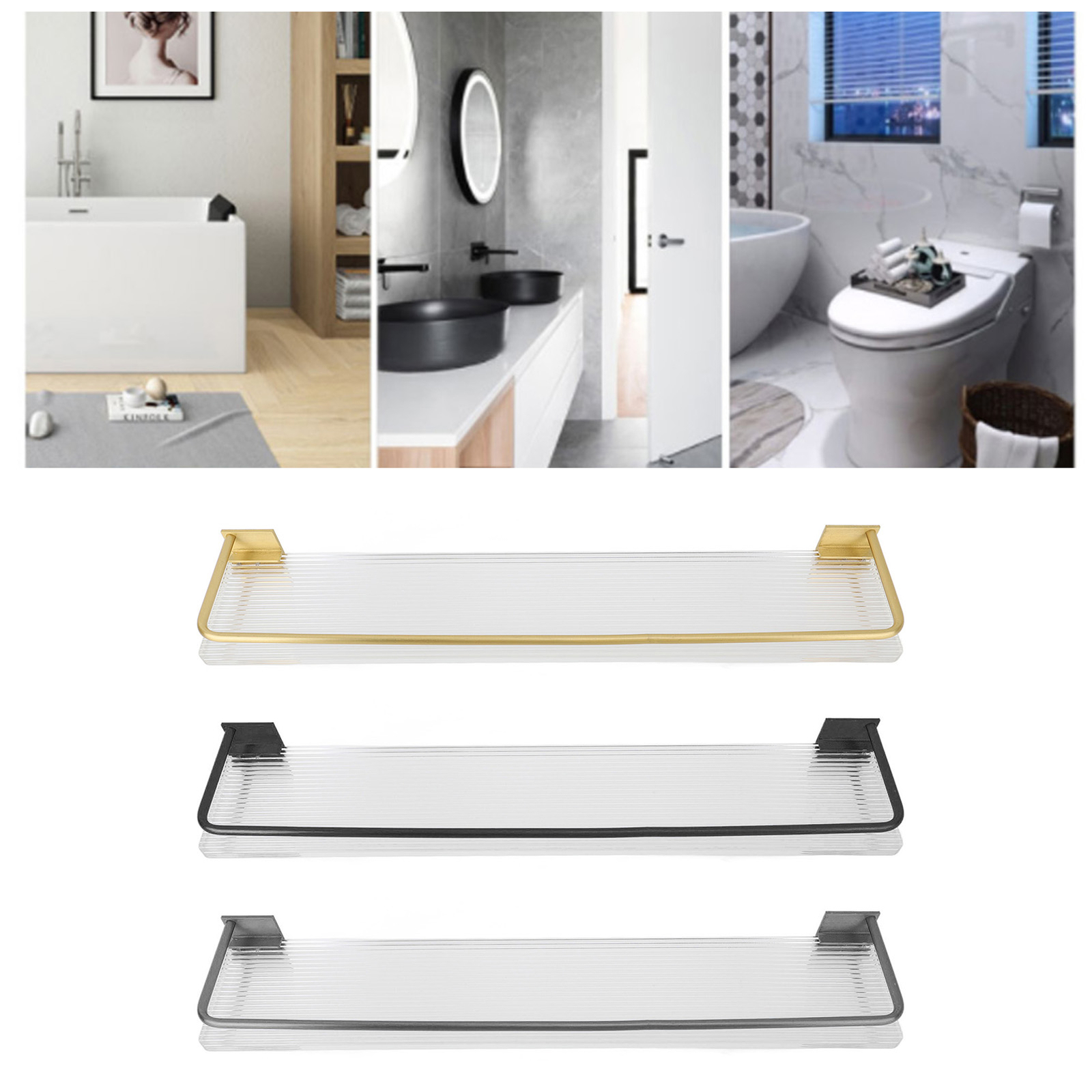 HG 50cm Wall Mounted Bathroom Shelf Organizer Rack Muti Purpose Wall