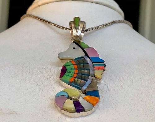 Delicate Cheerful life-sized Opal Regal Seahorse Pendant Sterling Silver VIDEO - Picture 5 of 19