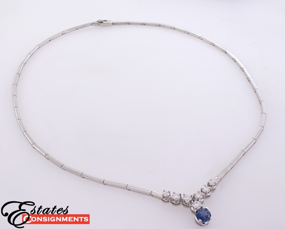 Shane Sapphire, Diamond, White Gold Necklace