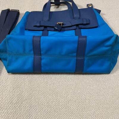 HENRI BENDEL 3way Backpack Tote Bag Handbag Nylon Leather blue