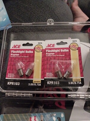 2-2packs Ace Flashlight Bulbs Standard Bulb 3.6v 0.75a