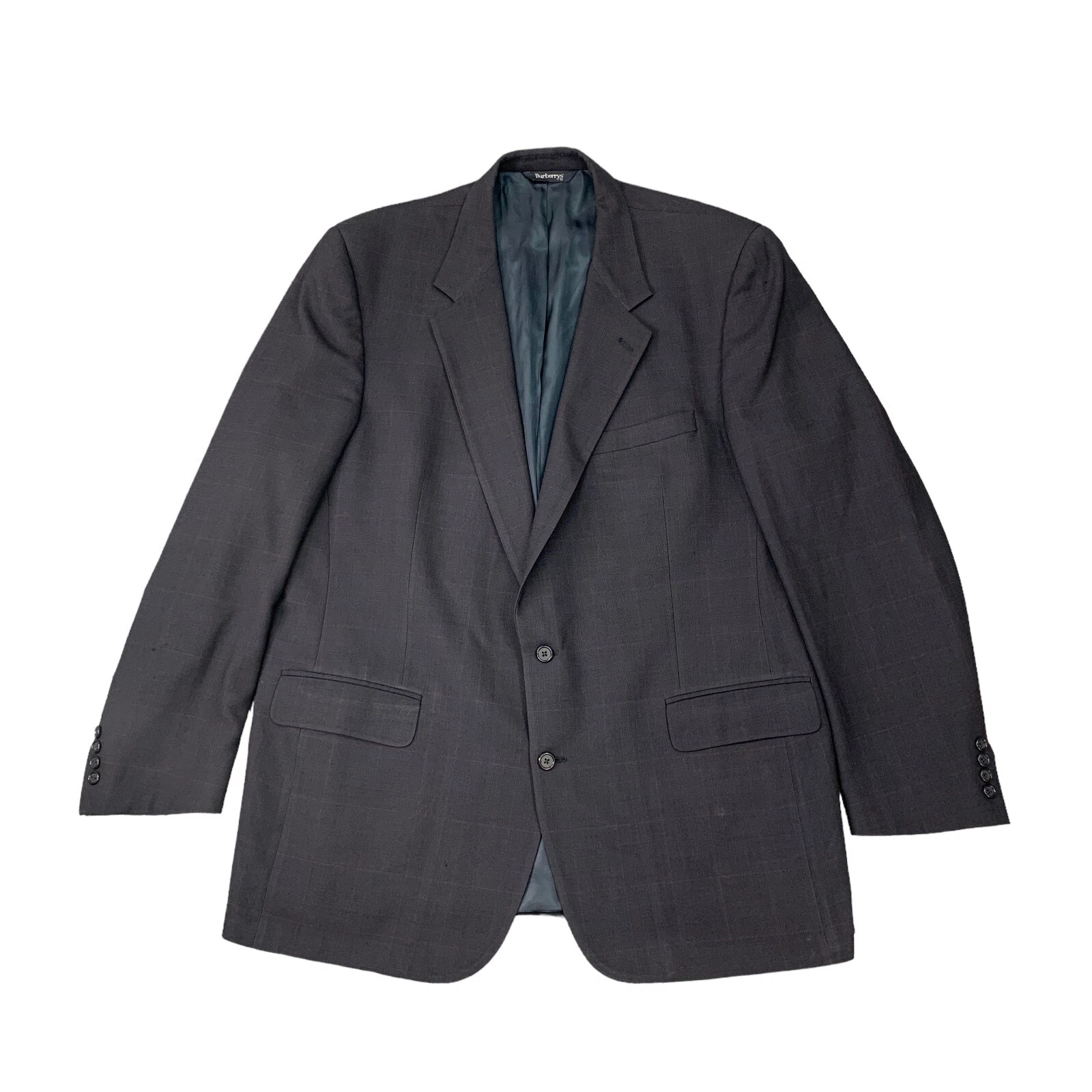 Cappotto sportivo vintage Burberry Blazer da uomo 46 lana navy petto singolo 2 bottoni