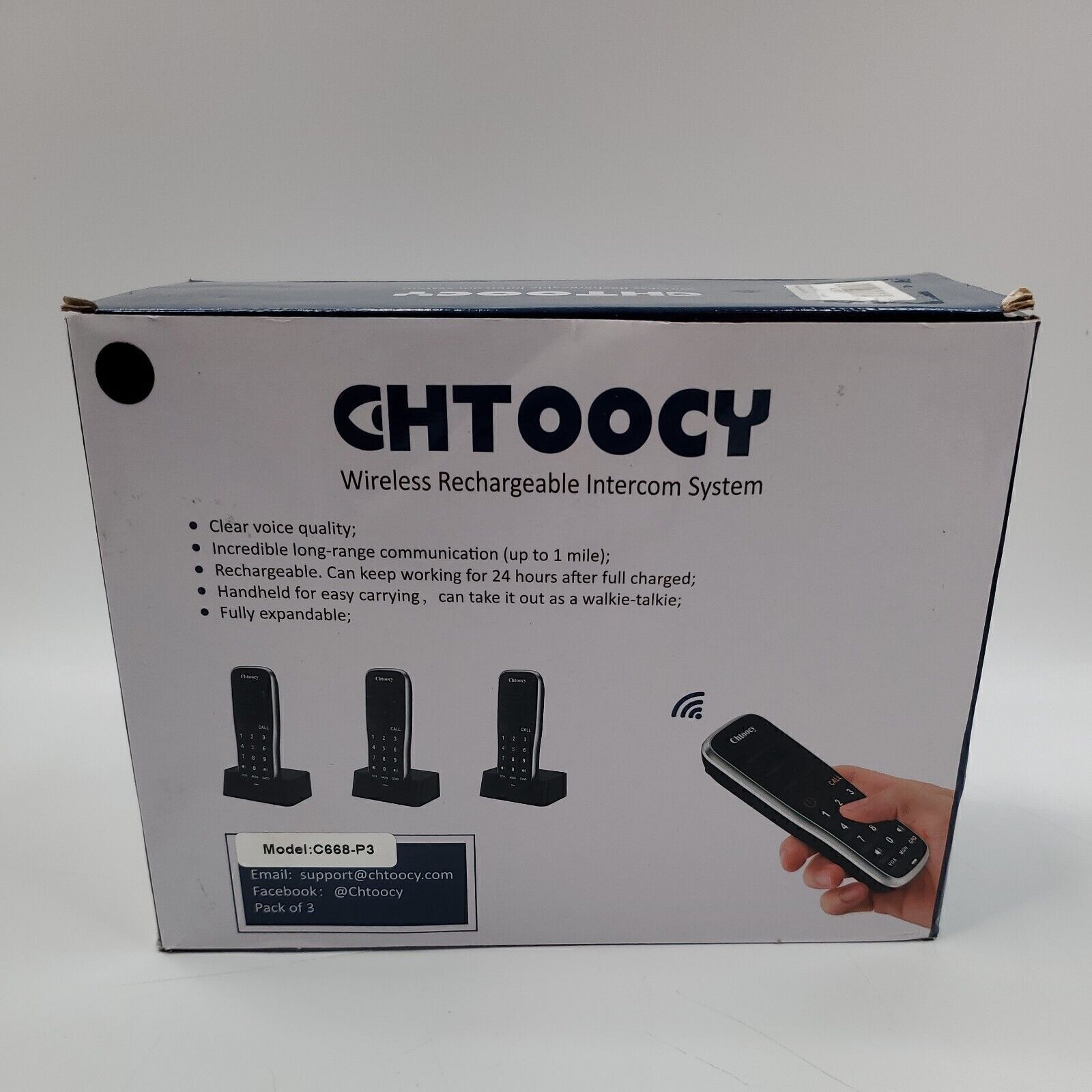 Chtoochy Handheld Wireless Rechargeable Intercom System New Open Box