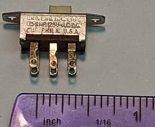 CW  Miniature Slide Switch, DPST, Detent, Panel Mount, .5 amp. PHL PA (Each)