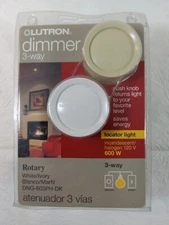 Lutron Dimmer Switch 3 Way Rotary White Ivory Locator Light Incadescent Halogen