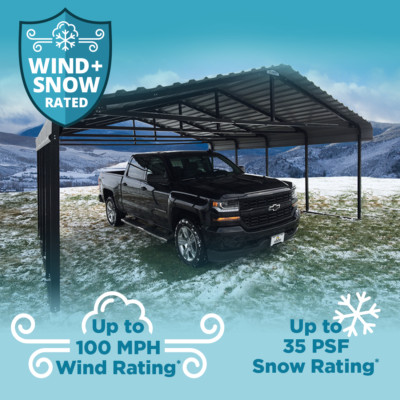 Arrow Storage Products Wide Steel Carport 20x20x9 20x24x9 20x29x9 White Grey