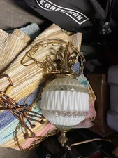 mid century hanging crystal lamp with chain