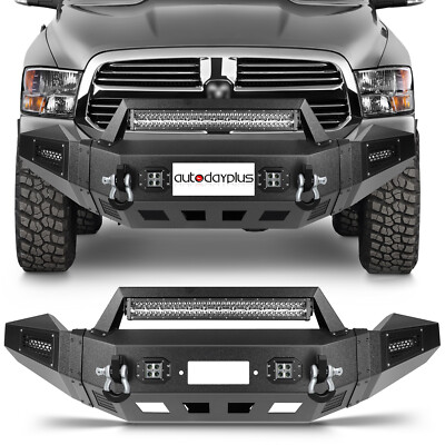 Front Bumper with Led Light Bar For 2013-2018 Dodge Ram 1500 Heavy Duty Steel