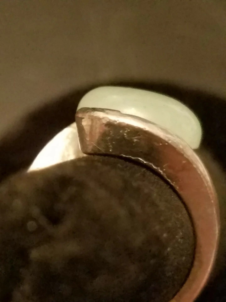 US SELLER LIGHT Green Aventurine SIMULATED Stone Round Shaped SIZE 5.5 Ring - Image 3 of 4