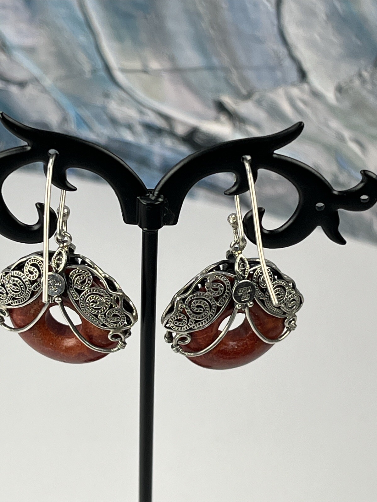 BJ Signed 925 Sterling Silver Scroll Filagree Cor… - image 3