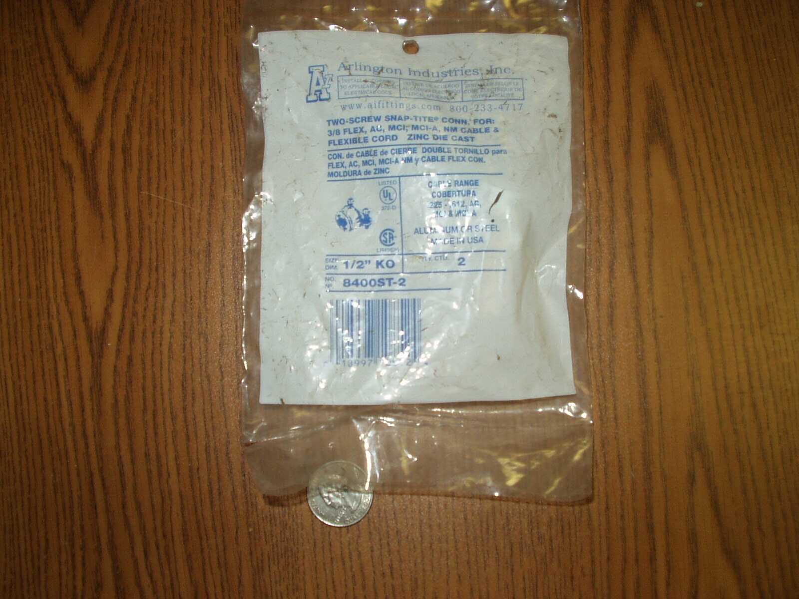 Arlington Industries 8400ST2 3/8" Zinc SnapTite Connectors 2 Pack, 1/